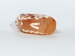 Ancient Double Diamond Eye-In-Eye, Wave, Tiger Tooth, & Star Motif Carnelian Dzi with Bloodspot