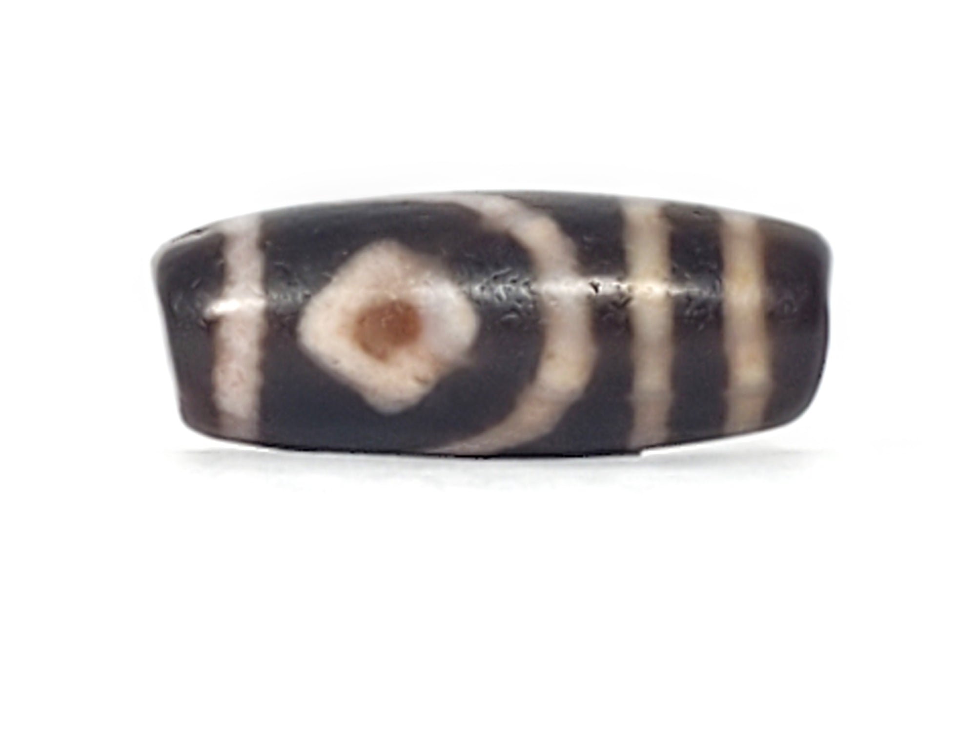 Ancient Tibetan Two Diamond Eye Dzi Bead with Bloodspots (TiD-Anc-XB-TwE-102824)