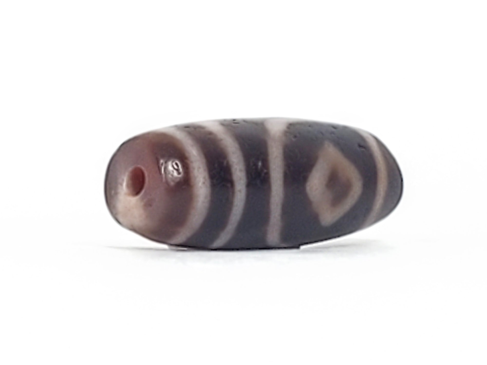 Ancient Tibetan Two Diamond Eye Dzi Bead with Bloodspots (TiD-Anc-XB-TwE-102824)