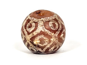 Ancient Fifteen Eye Lotus Motif Carnelian Dzi Bead (122924)