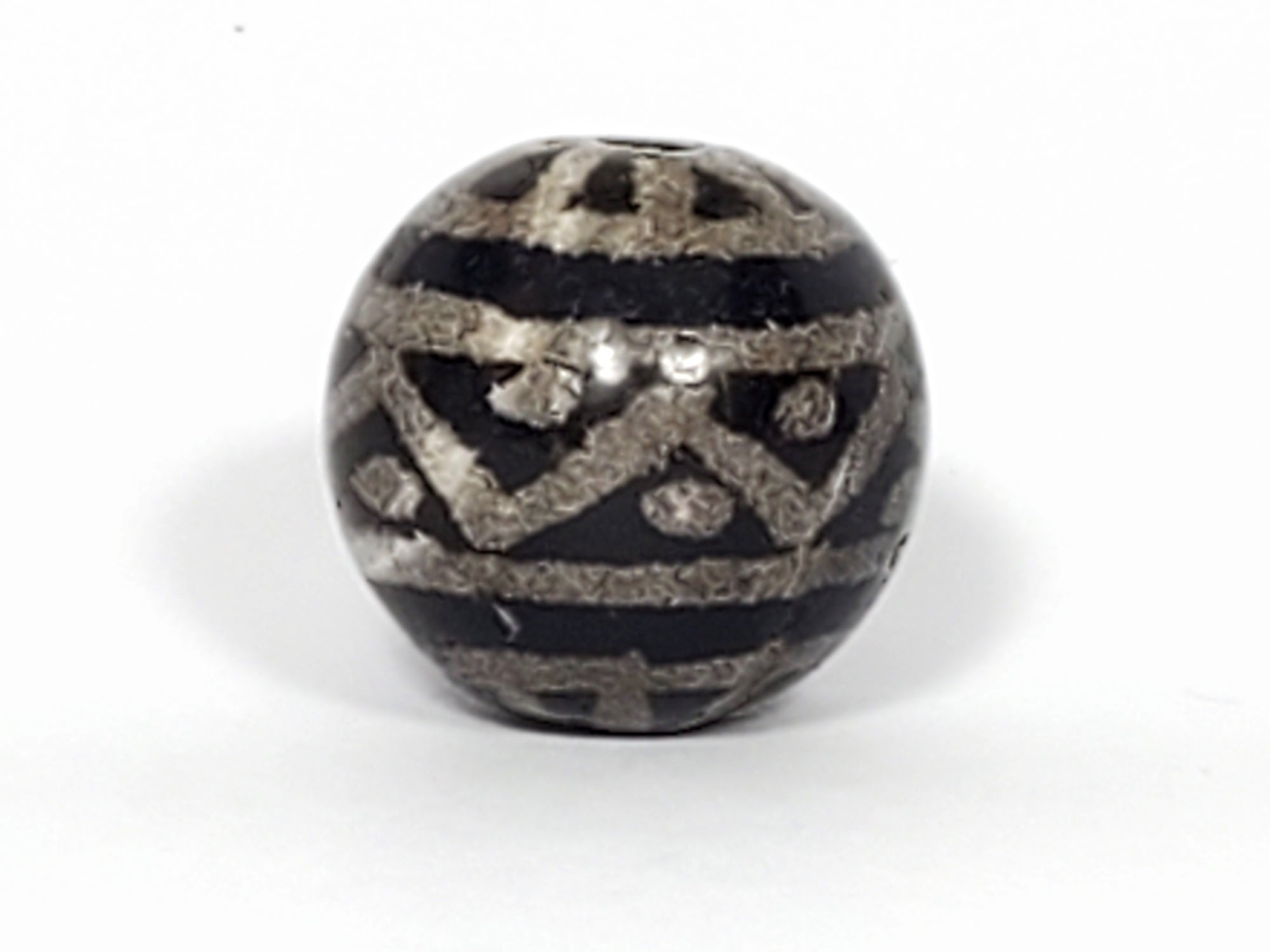 Ancient Round Wave & Star Motif Dzi Bead