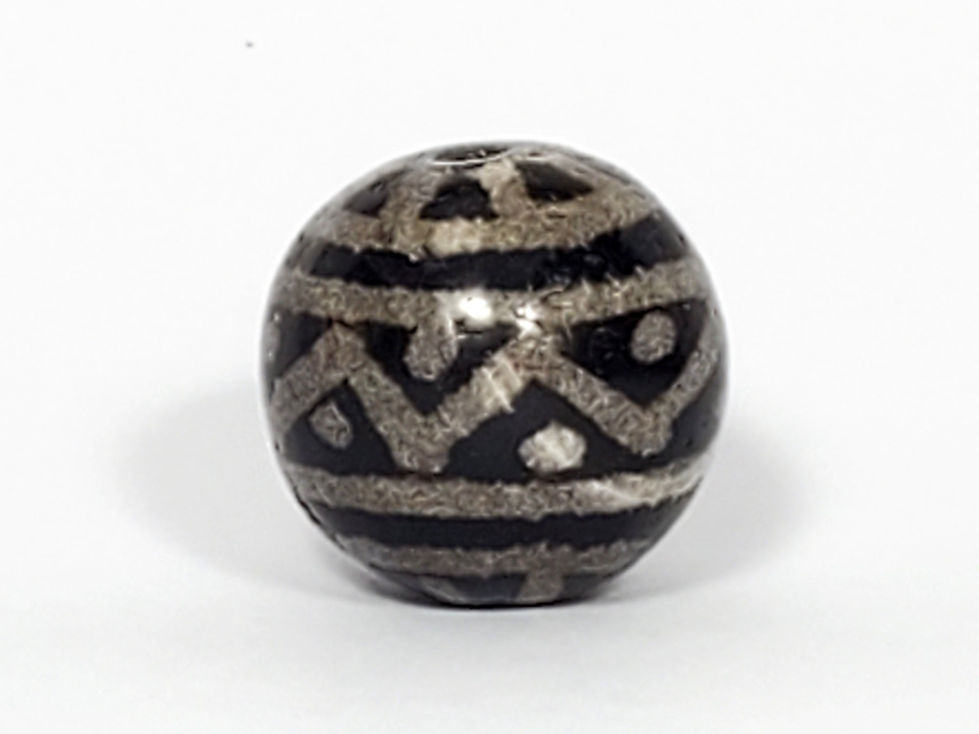 Ancient Round Wave & Star Motif Dzi Bead