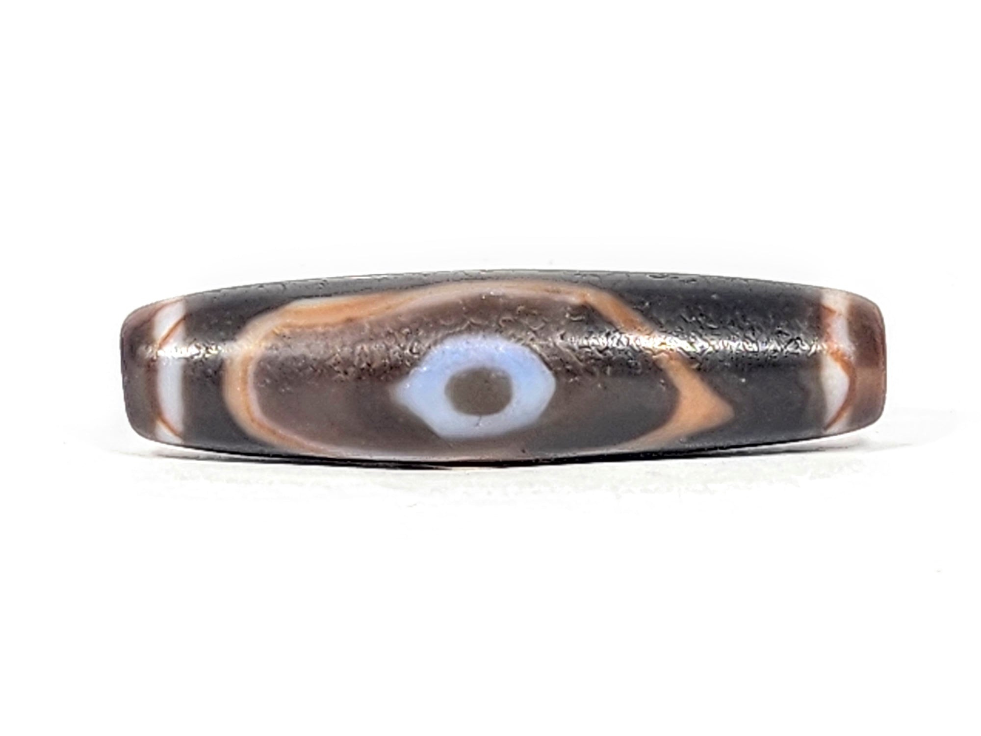 Ancient Three Eye Motif Dzi Bead (TiD-Anc-ThE-030525) - Old Dzi