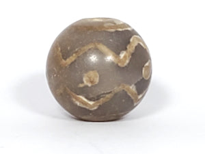 Ancient Round Double Wave & Stars Motif Dzi Bead