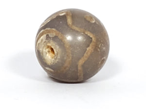 Ancient Round Double Wave & Stars Motif Dzi Bead