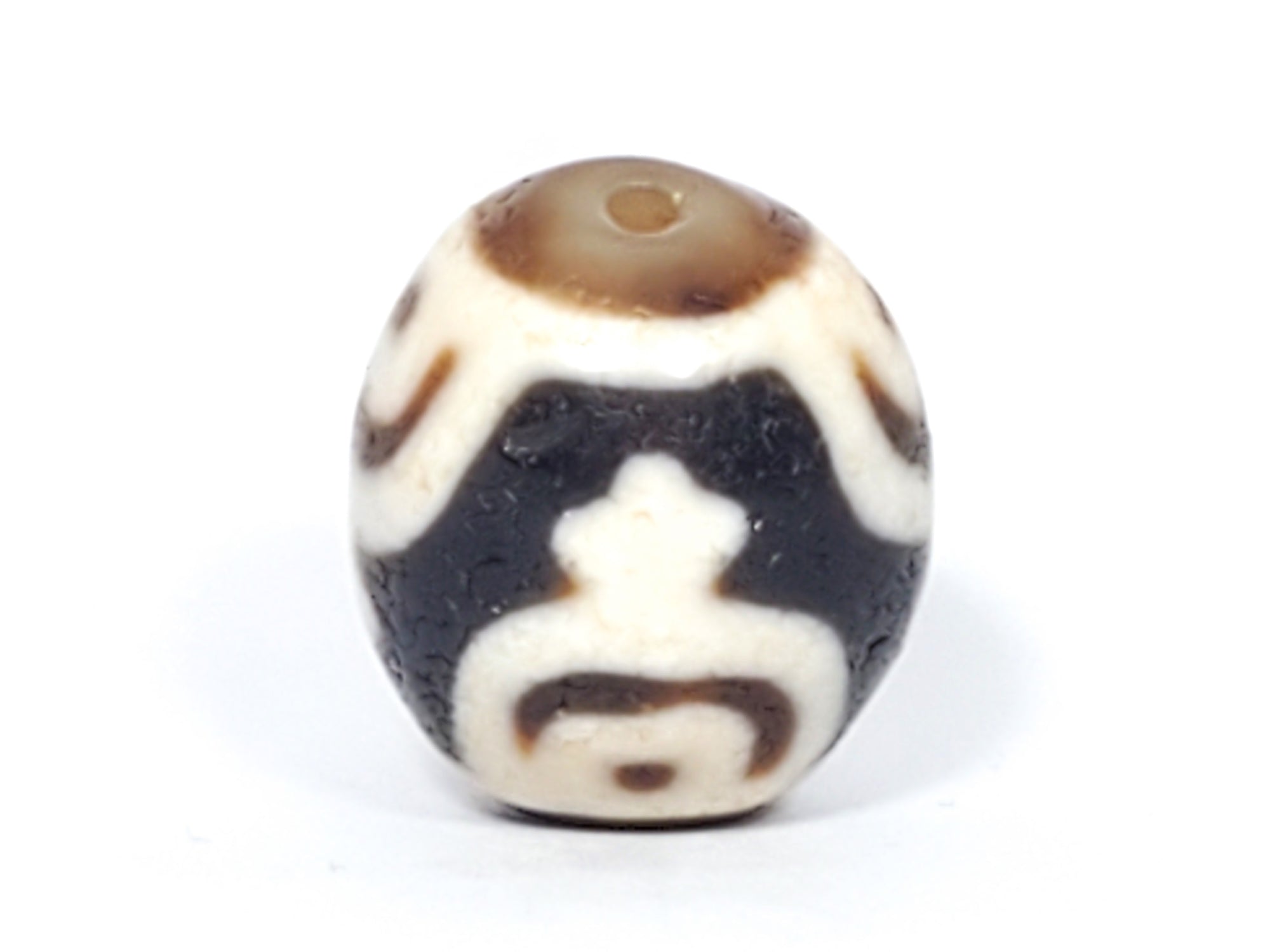 Ancient Round Tibetan Treasure Vase Motif Dzi Bead - Very Old - 老達洛珠 (TiD-Anc-D-R-TV-012424)