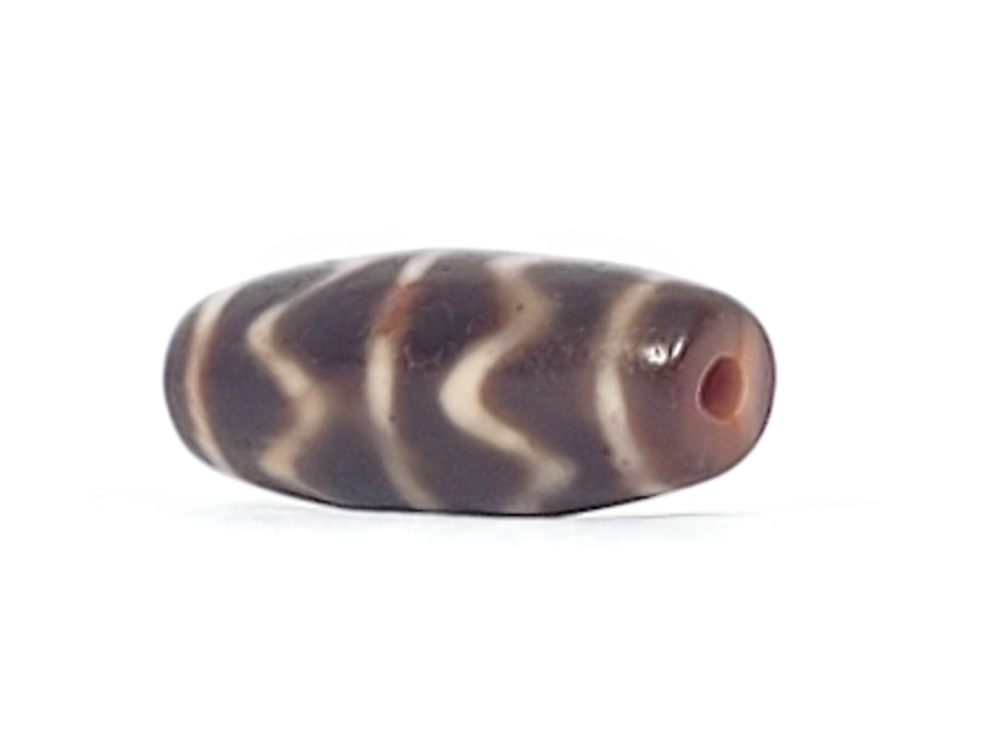 Antique Double Tiger Tooth Motif Dzi Bead with Bloodspots (Ant-B-DTT-102524)