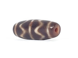 Antique Double Tiger Tooth Motif Dzi Bead with Bloodspots (Ant-B-DTT-102524)