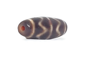 Antique Double Tiger Tooth Motif Dzi Bead with Bloodspots (Ant-B-DTT-102524)