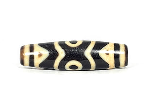 Antique Tibetan Three Eye & Tiger Tooth Motif Dzi Bead (012125) - Beautiful Dzi Bead