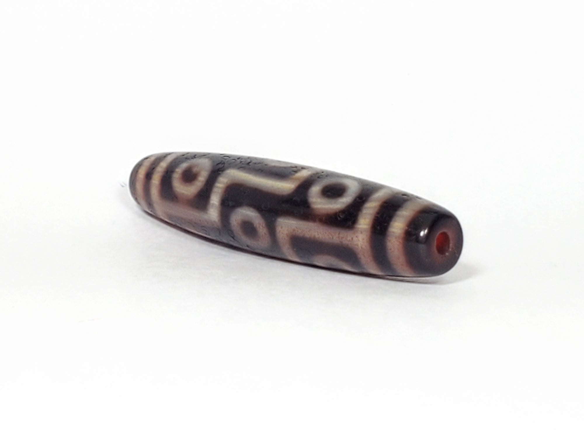 Antique Nine Eye Motif Dzi Bead With Bloodspots (TiD-NE-B-E1) - Rare Tibetan Dzi Bead