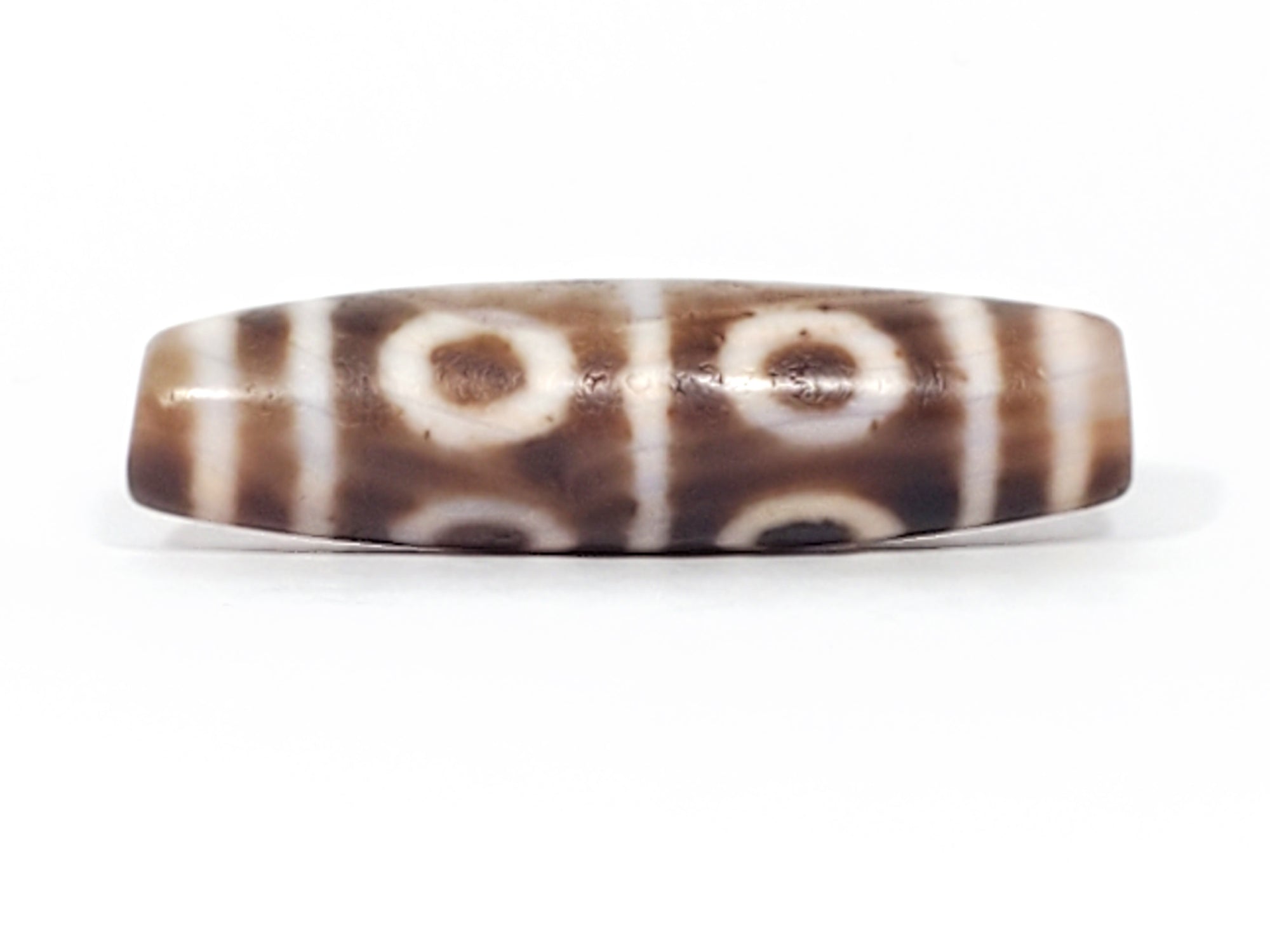 Antique Eight Eye Motif Dzi Bead (TiD-Ant-B-EiE-081624) - With Beautiful Bloodspots