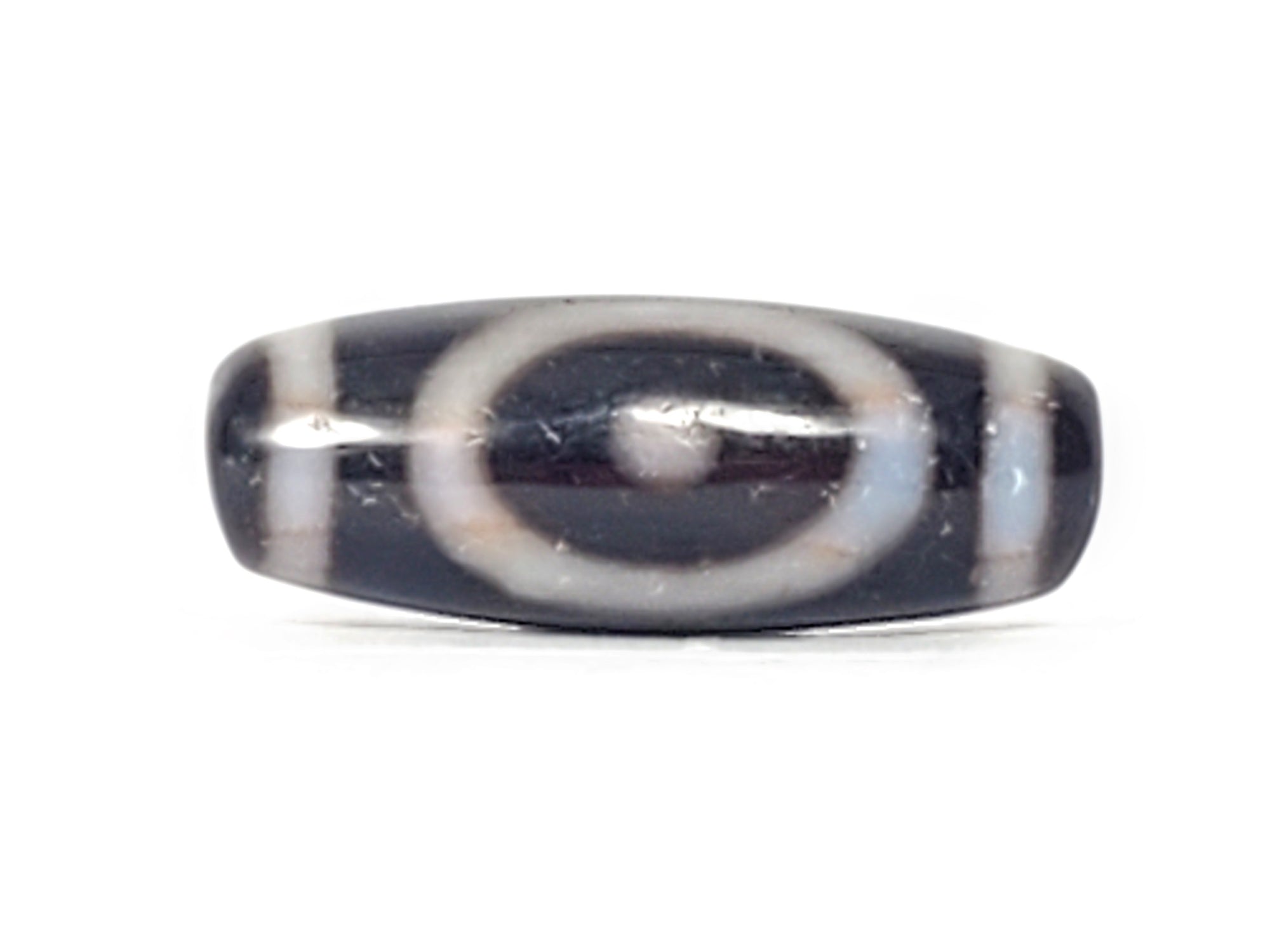 Tibetan Heaven Gate &amp; Earth Gate Motif Dzi Bead with Bloodspots