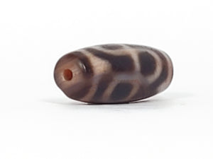 Antique Tibetan Tiger Tooth & Lotus Motif Dzi Bead With Bloodspots (Ant-B-TTL-091124)