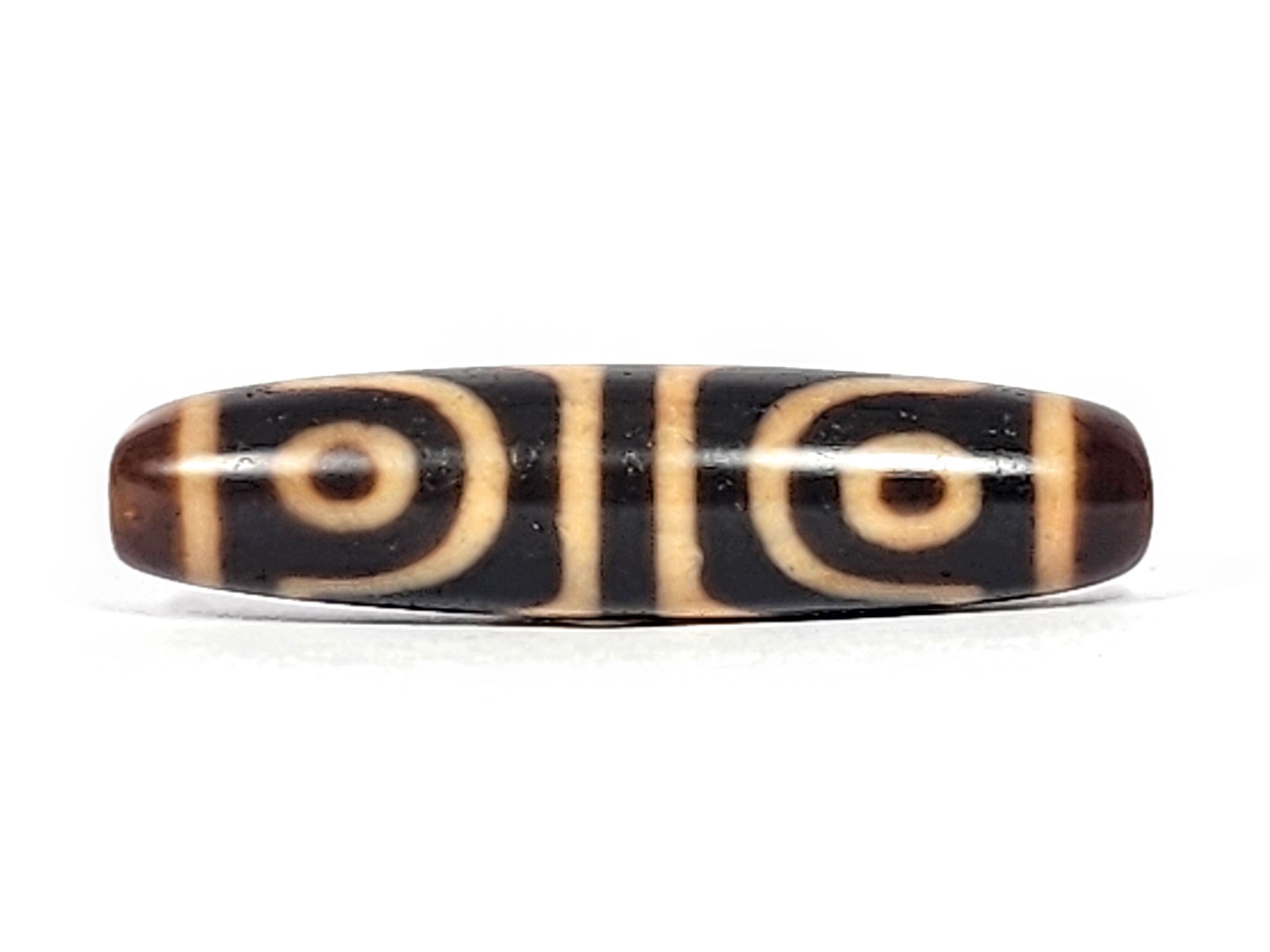 Antique Tibetan Four Eye & Tiger Tooth Motif Dzi Bead (TiD-Ant-200-FoETT-121624)