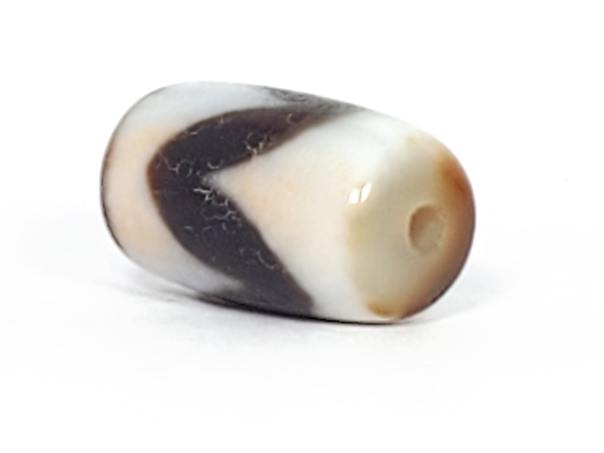 Antique Tiger Tooth Motif Dzi Bead With Bloodspots (Ant-S-B-TT-030624)