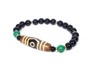 Three Eye Dzi Bead Bracelet