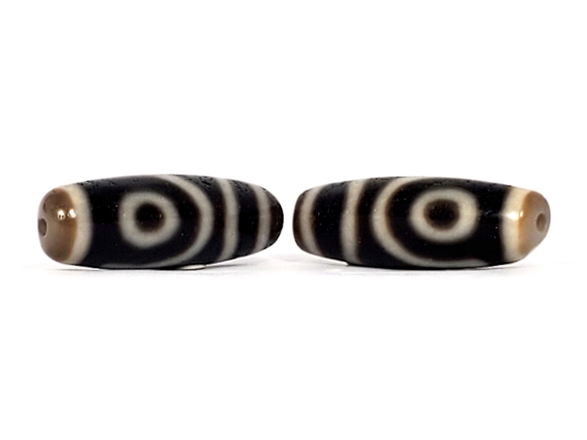 Pair of Ancient Two Eye Motif Dzi Beads