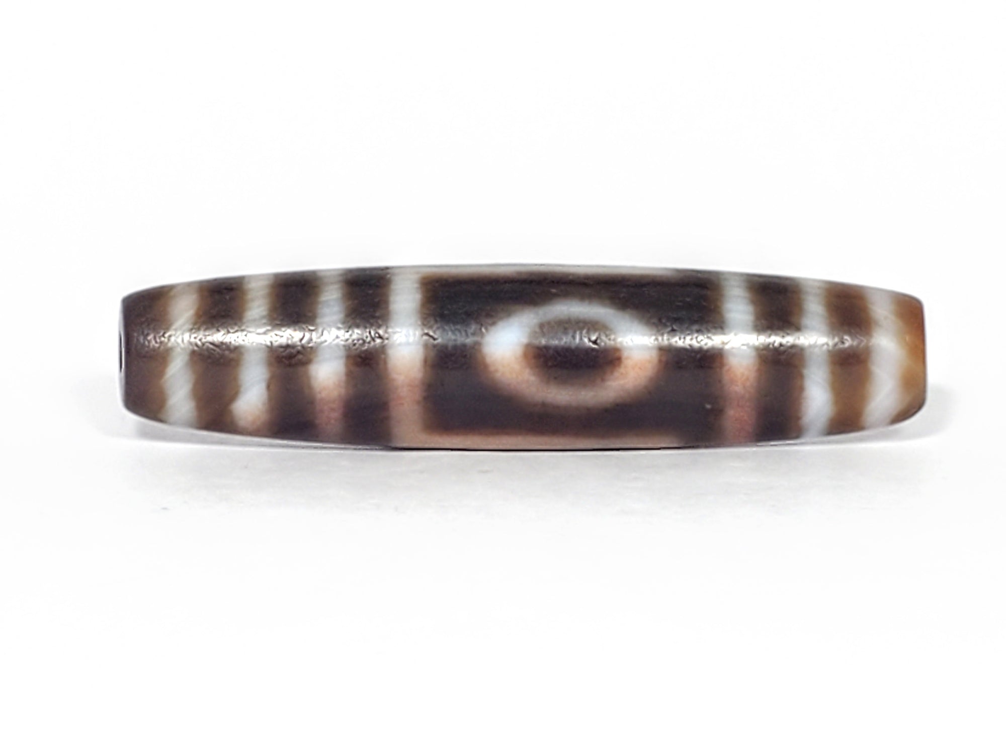 Ancient One Eye & Mountain Motif Dzi Bead with Bloodspots (TiD-Anc-B-OEM-061623) - Old Dzi