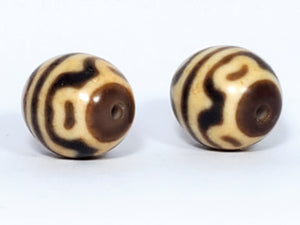 Pair of Round Tiger Tooth & Lotus Dzi Beads (R-TTL-011324)