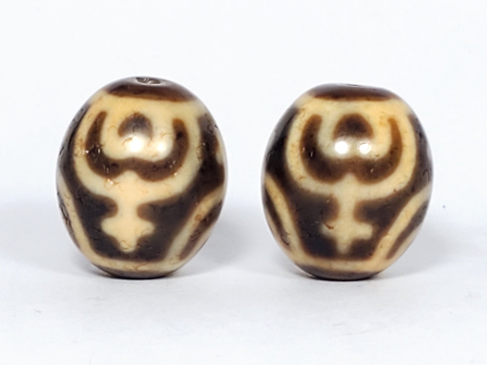 Pair of Round Treasure Vase Dzi (RD-Ant-TV-072223)