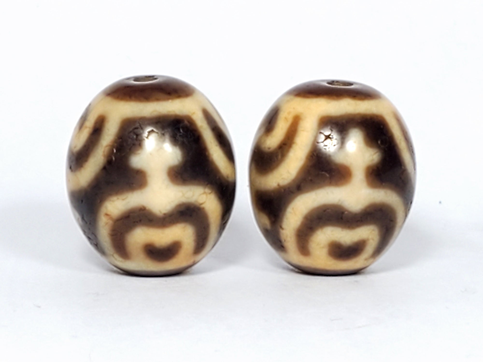 Pair of Round Treasure Vase Dzi (RD-Ant-TV-072223)