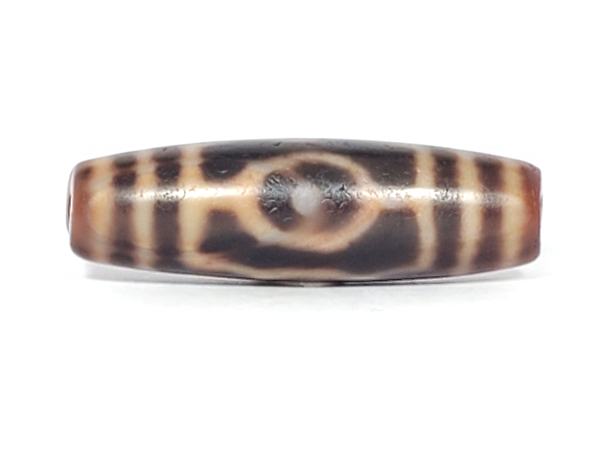 Antique Three Eye Earth Gate Dzi with Bloodspots (AntD-B-ThEEG-110823)