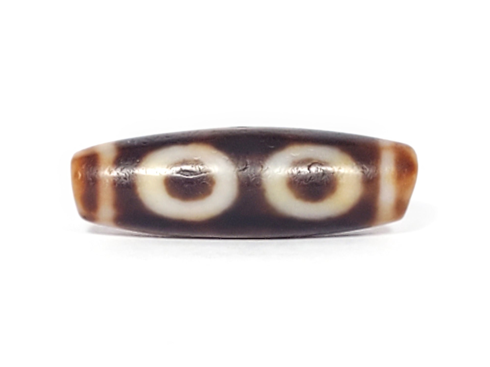 Antique Three Eye Heaven's Gate Motif Dzi Bead (TiD-Ant-ThEHG-011724)