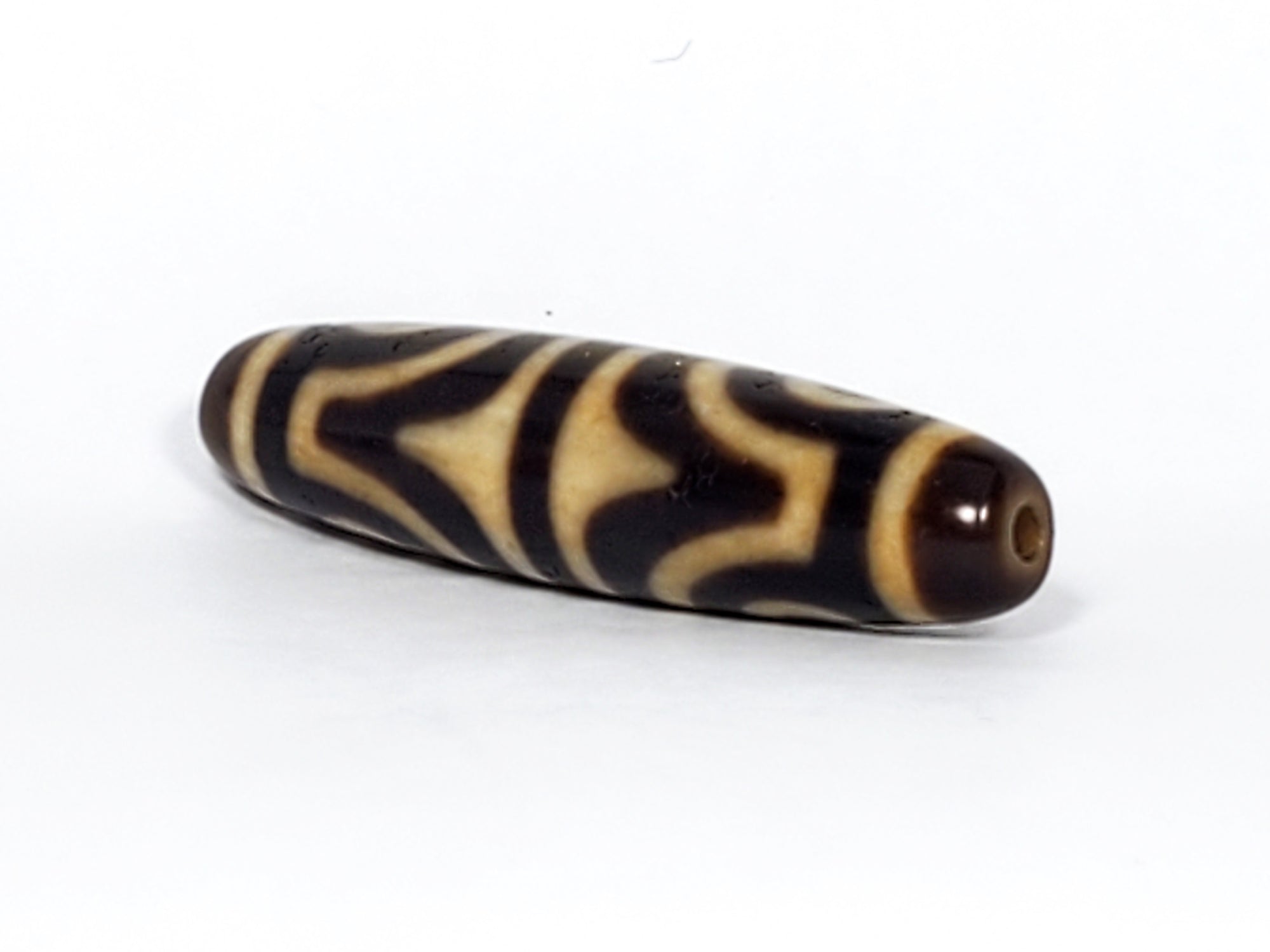 Antique Tibetan Four Eye & Tiger Tooth Motif Dzi Bead (TiD-Ant-200-FoETT-121323)