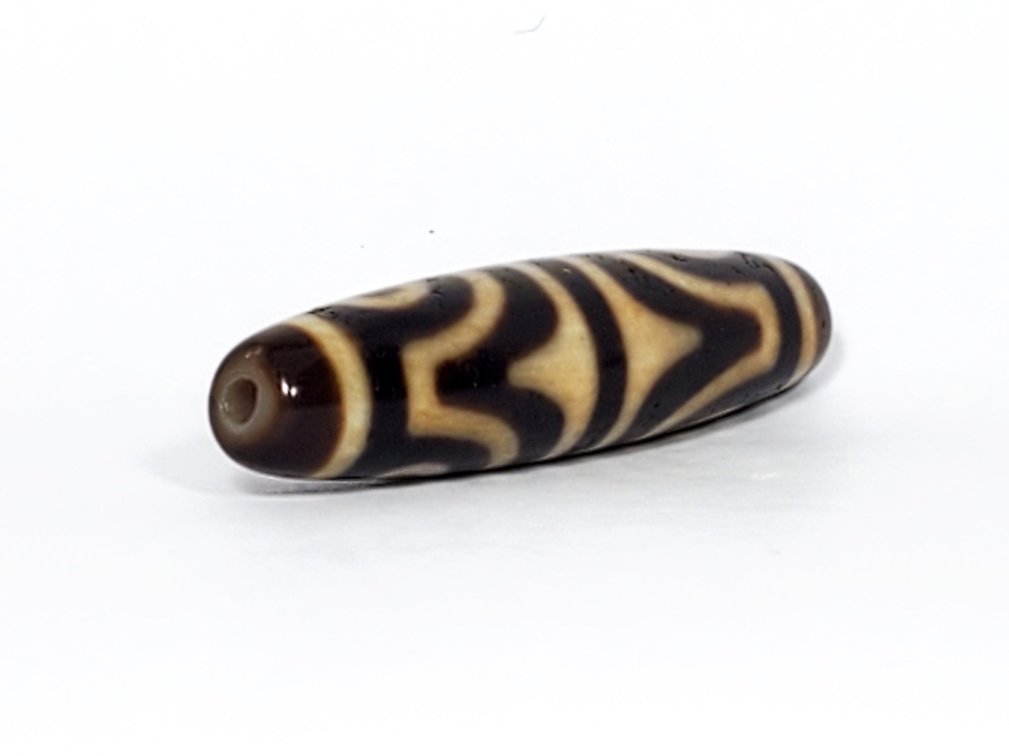 Antique Tibetan Four Eye & Tiger Tooth Motif Dzi Bead (TiD-Ant-200-FoETT-121323)