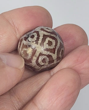 Ancient Fifteen Eye Lotus Motif Carnelian Dzi Bead (122924)