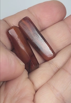 Pair of Ancient Faceted Carnelian Beads (AC-004)