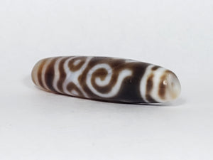 Ancient Prajna Dharma Eye Motif Dzi Bead with Bloodspots (TiD-Anc-B-PDE-061623) - Old Dzi