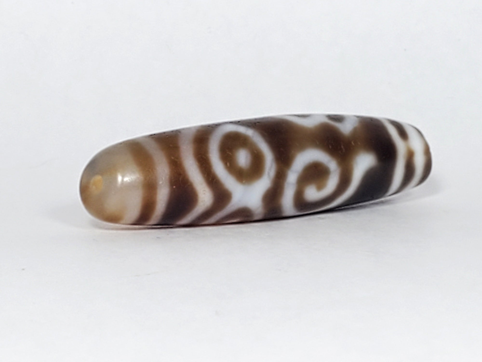 Ancient Prajna Dharma Eye Motif Dzi Bead with Bloodspots (TiD-Anc-B-PDE-061623) - Old Dzi