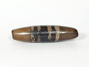 Ancient Seven Stripe Chung Dzi (ACD-SeS-2)- Extremely Old. A rare and remarkable ancient Tibetan bead with seven distinct stripes, representing spiritual significance and cultural heritage