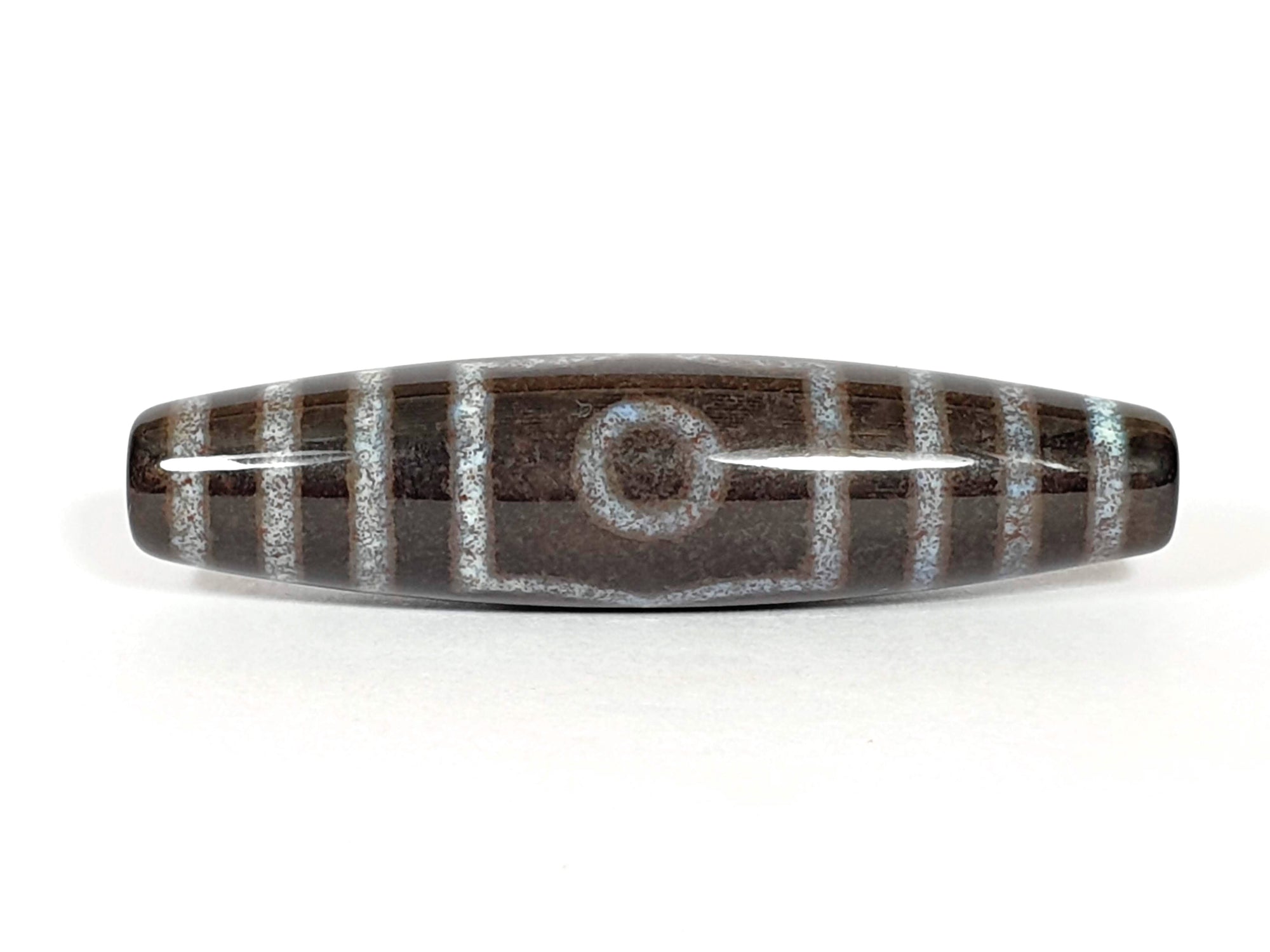 New Three Eye Motif Dzi Bead With Bloodspots