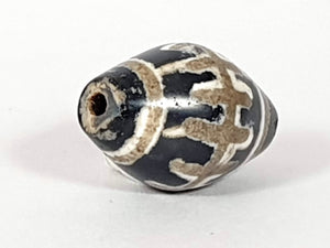 Ancient Sun Ray Motif Dzi Bead With Calcification