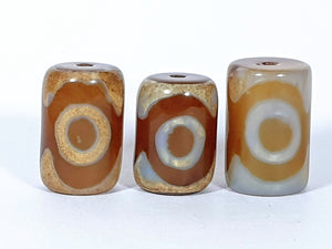 Set of Three - Three Eye Motif Dzi - Barrel Shape