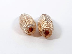 Pair of Antique Fish Bone Motif Carnelian Dzi Beads (CP-4)