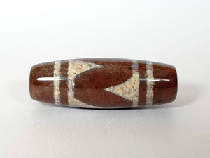 Pair of New Tiger Tooth Motif Dzi Bead With Bloodspots