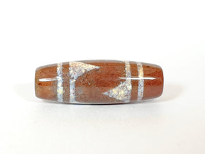 Pair of New Tiger Tooth Motif Dzi Bead With Bloodspots