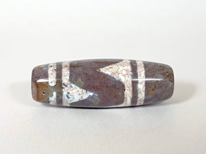 Pair of New Tiger Tooth Motif Dzi Bead With Bloodspots