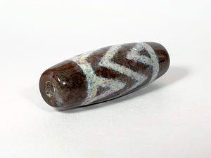 Pair of New Three Stripe Tiger Motif Dzi Bead With Bloodspots