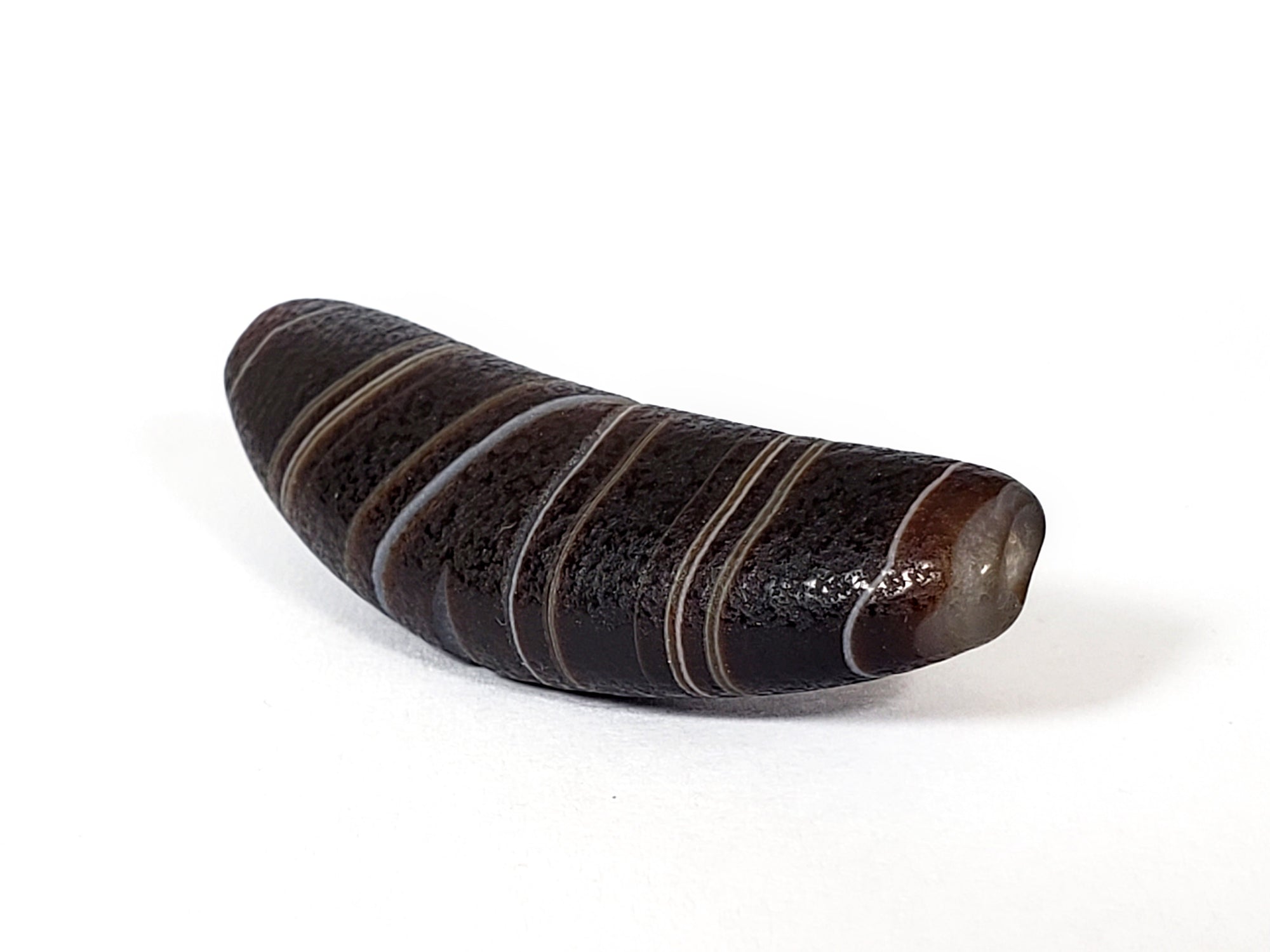 New Bow Shaped Natural Banded Agate Dzi Bead (Nat-B-9)