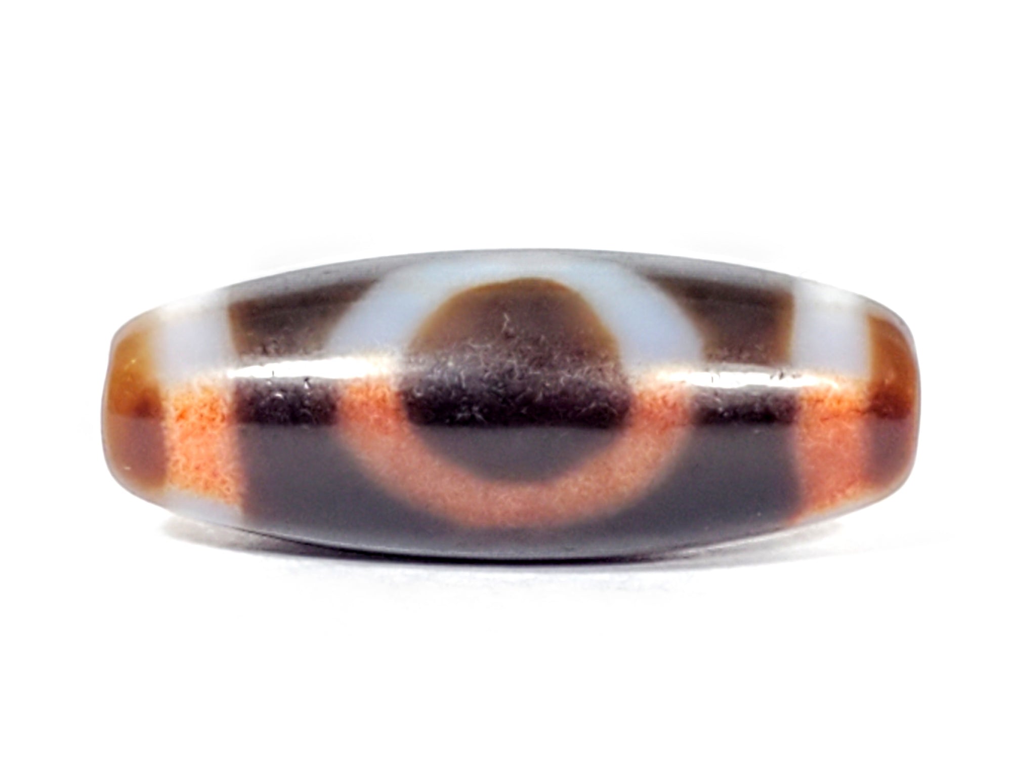 one eye & mountain motif dzi bead with bloodspots