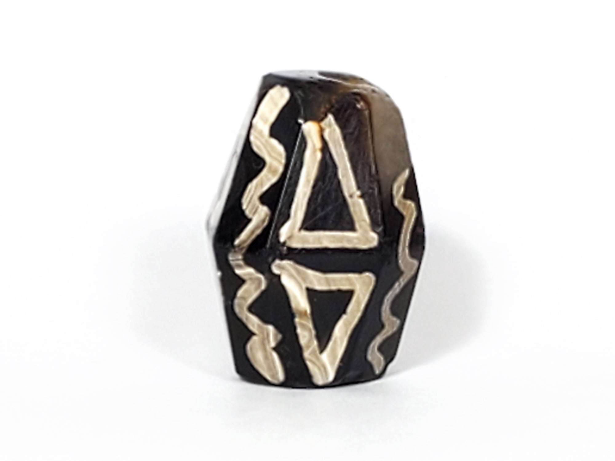 Indus Valley Dzi Bead.  Tiger Tooth & Wave Motif.