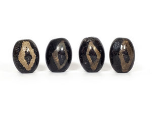 Set of Four - Three Diamond Eye Motif Dzi Beads - Ancient Unearthed Beads