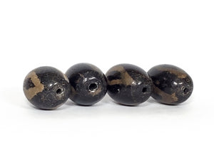 Set of Four - Three Diamond Eye Motif Dzi Beads - Ancient Unearthed Beads