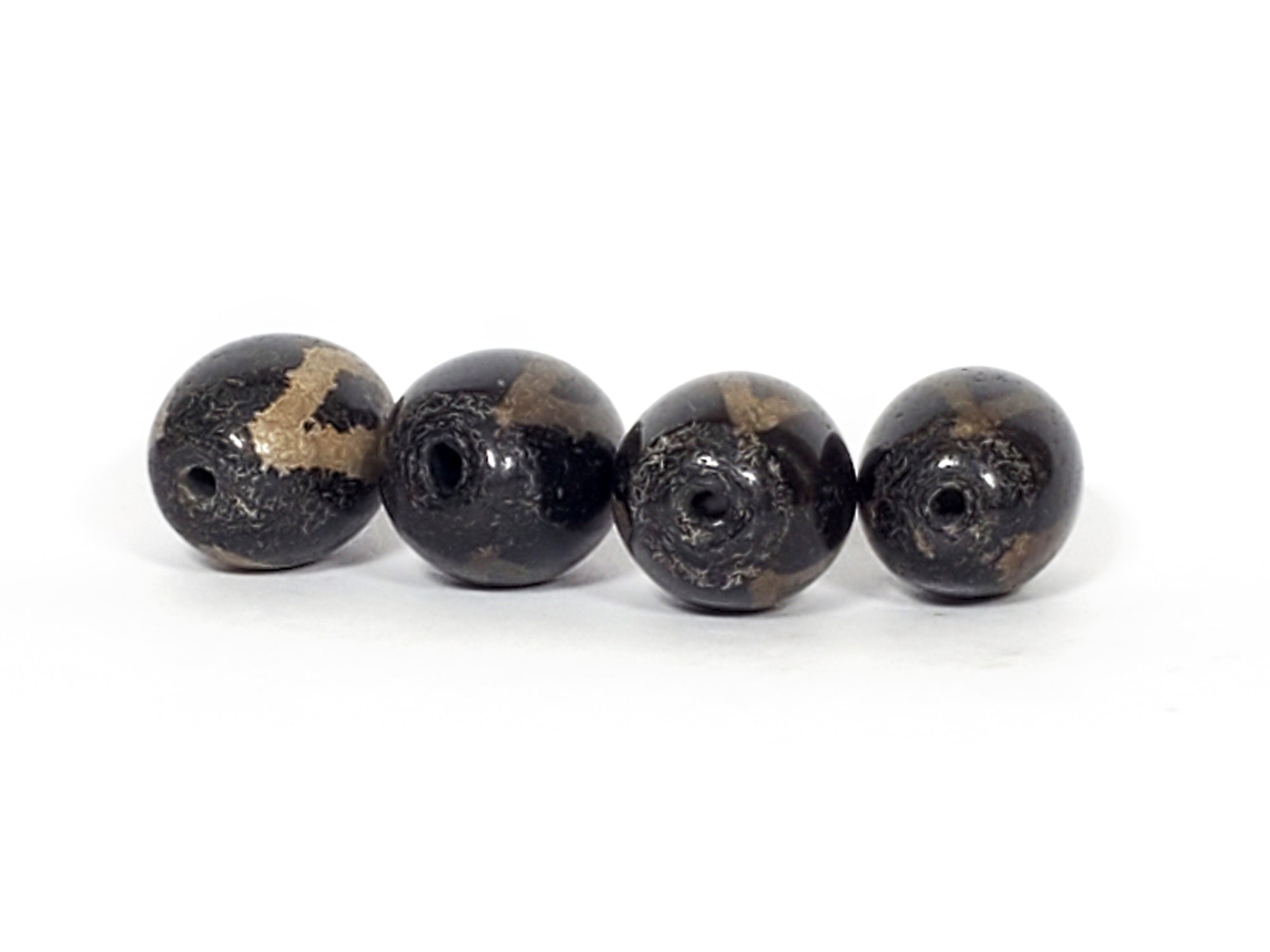 Set of Four - Three Diamond Eye Motif Dzi Beads - Ancient Unearthed Beads