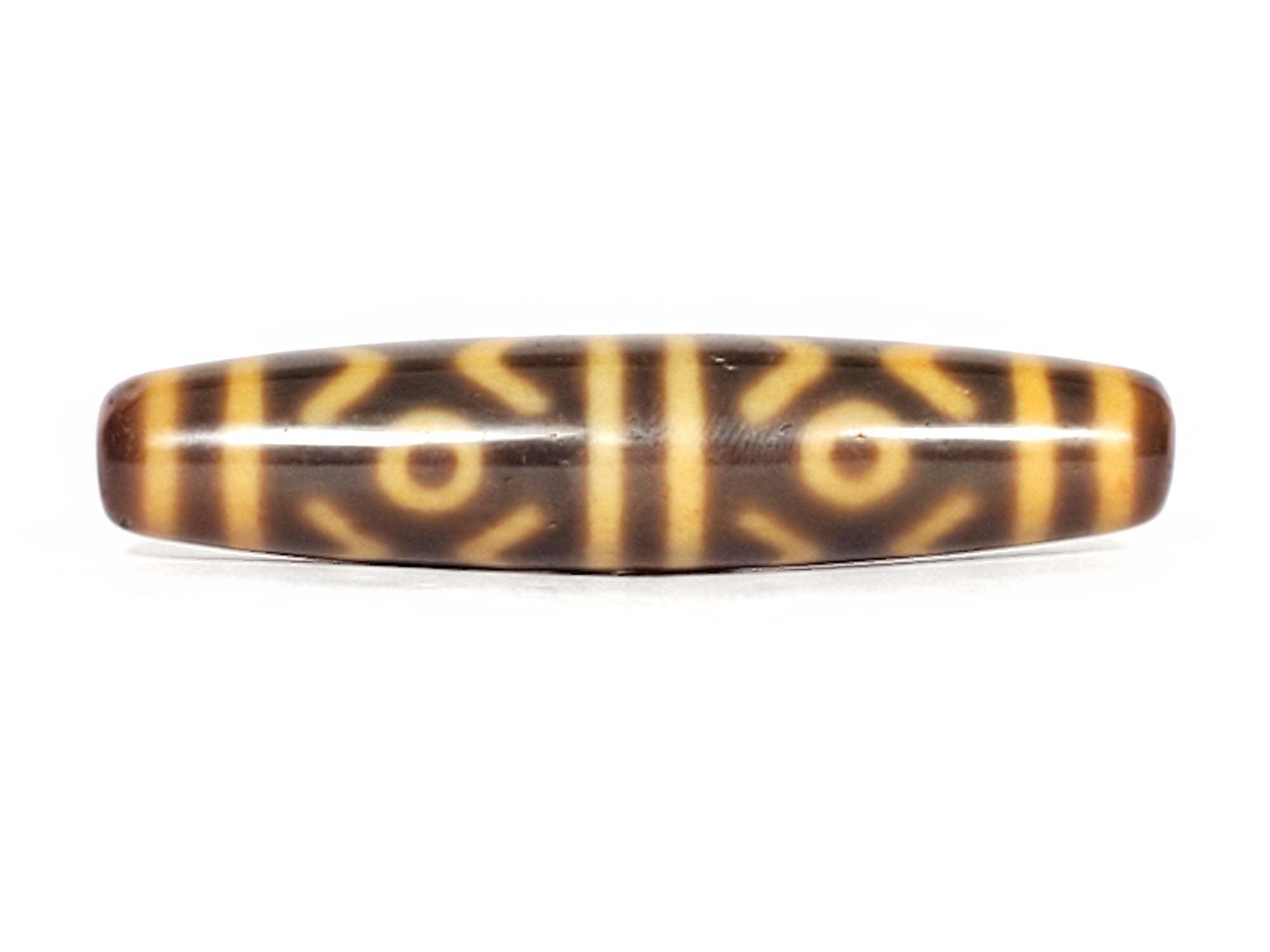 Antique Six Eye & Tiger Tooth Motif Dzi Bead